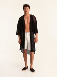 NET BLACK belted kimono