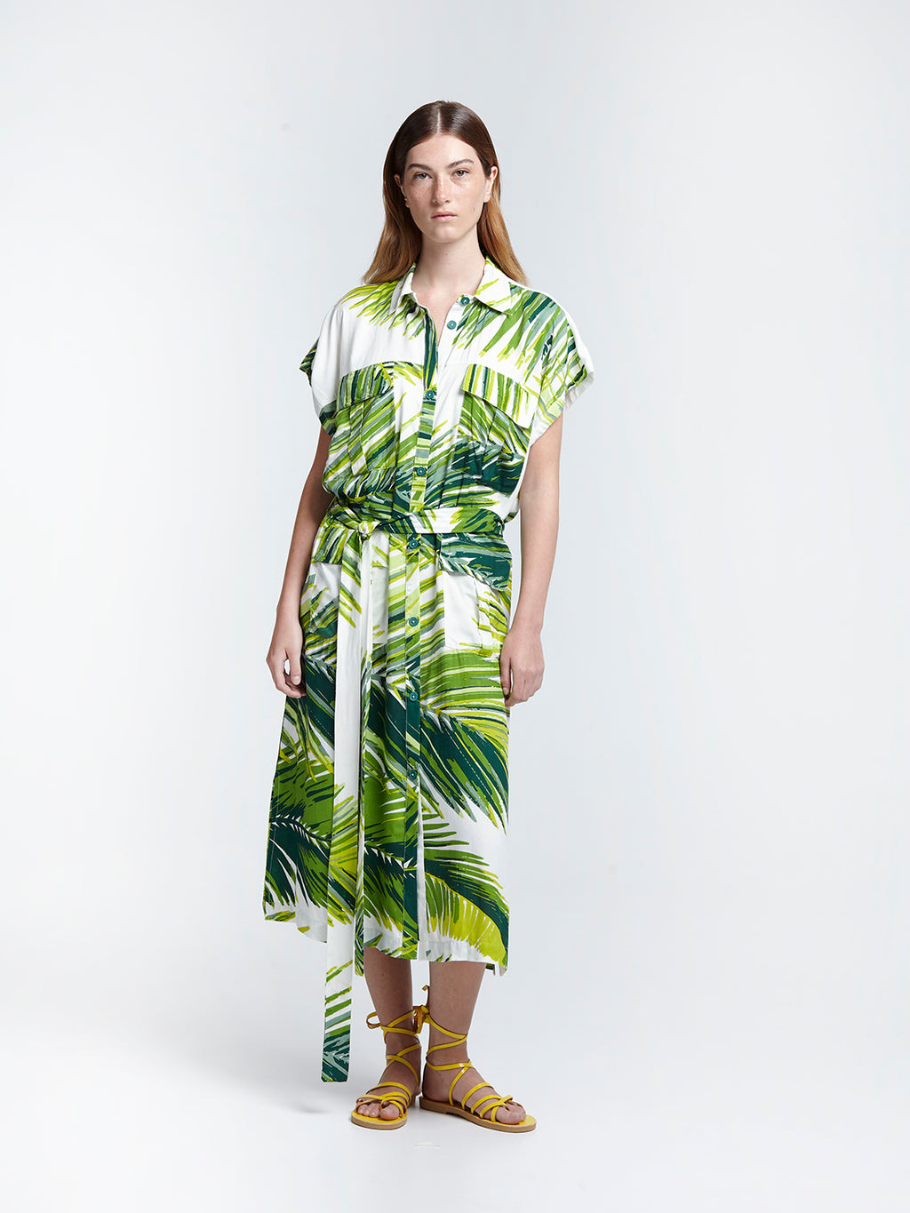 Deep V Neck Plunge Maxi Dress With Two Front Skirt Openings
