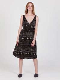 FRINGES BLACK midi wrap dress