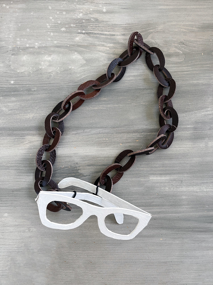 KIRKI glasses leather chain - brown