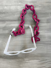 KIRKI glasses leather chain - fuchsia
