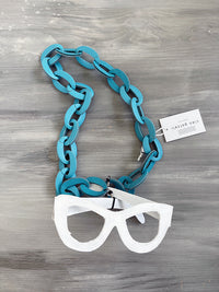 KIRKI glasses leather chain - turquoise