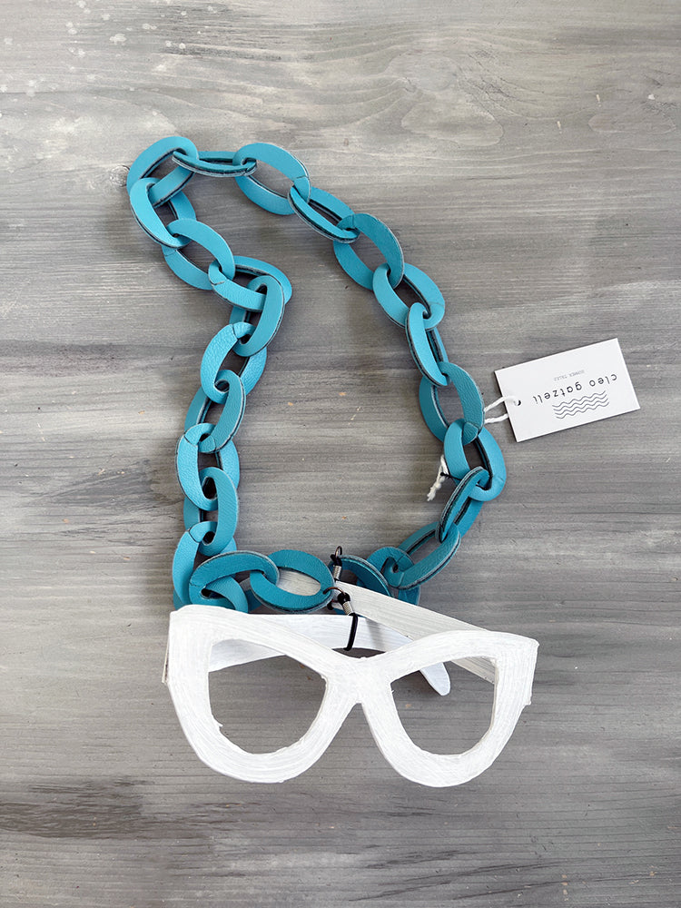 KIRKI glasses leather chain - turquoise