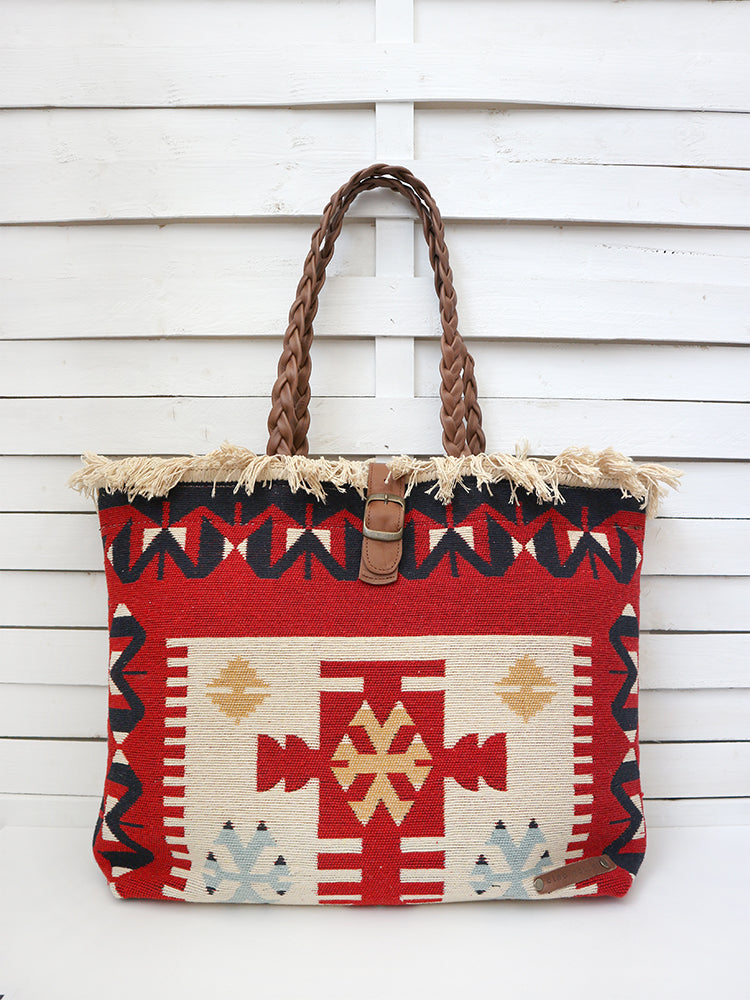 CARAVAN - AZTEC CROSS shoulder bag - red