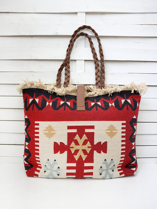 CARAVAN - AZTEC CROSS shoulder bag - red
