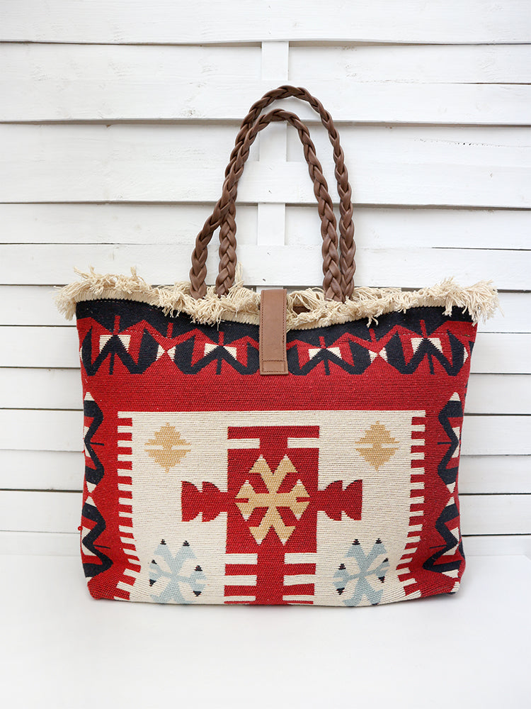 CARAVAN - AZTEC CROSS shoulder bag - red
