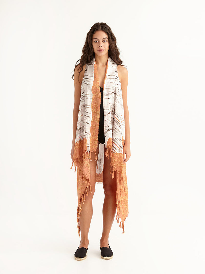 MACRAME PEACH pareo vest