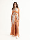 MACRAME PEACH maxi backless dress