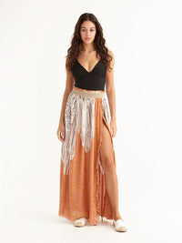 MACRAME PEACH maxi pareo skirt