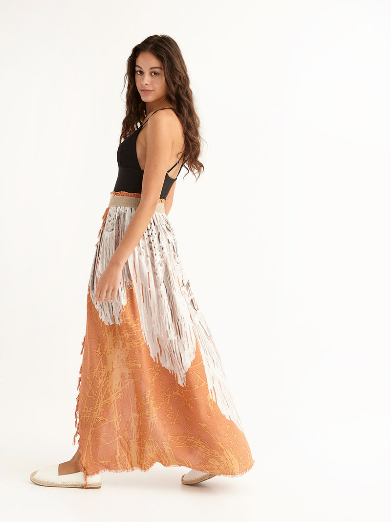 MACRAME PEACH maxi pareo skirt