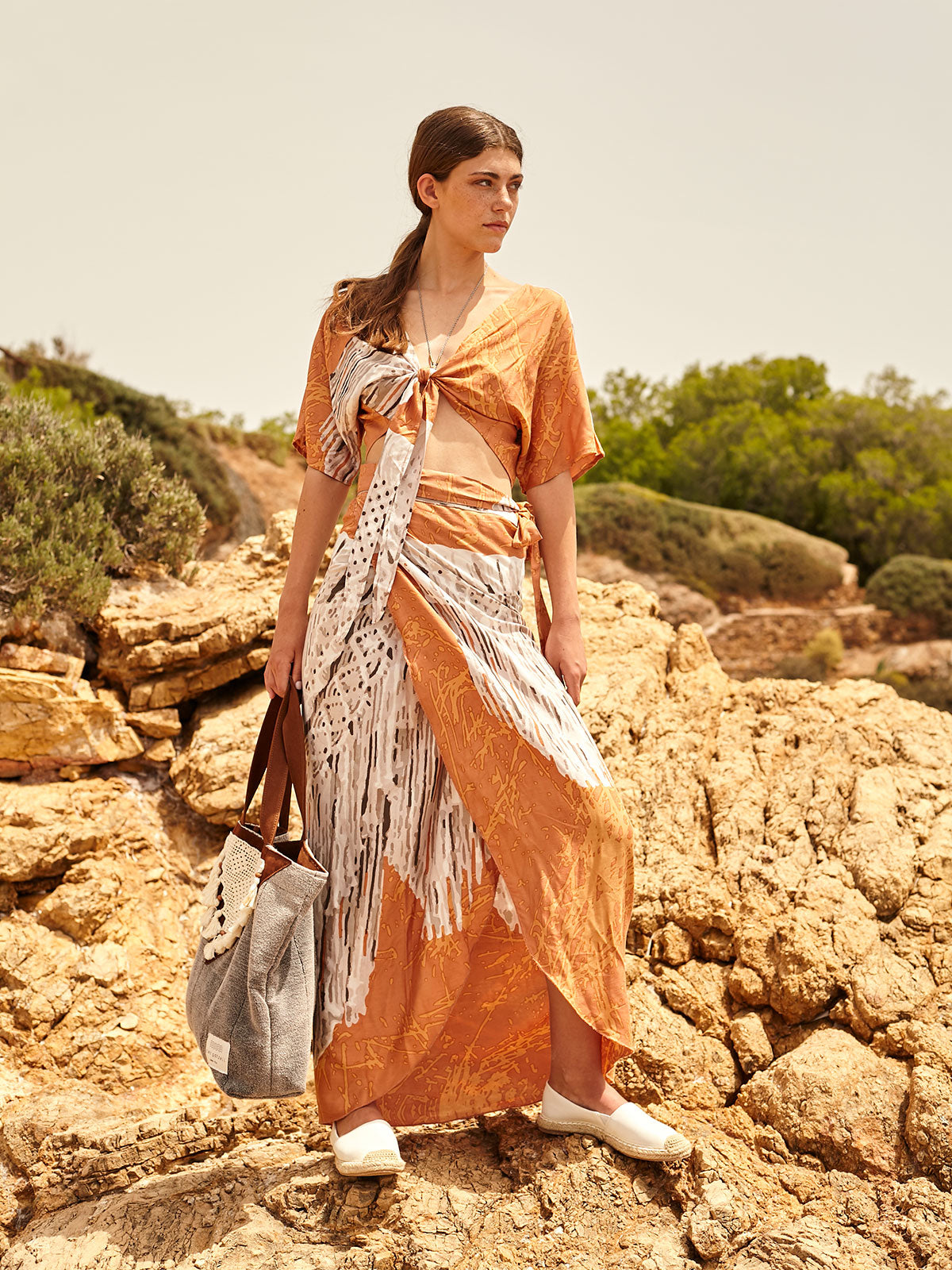 MACRAME PEACH wrap skirt