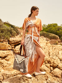 MACRAME PEACH wrap skirt