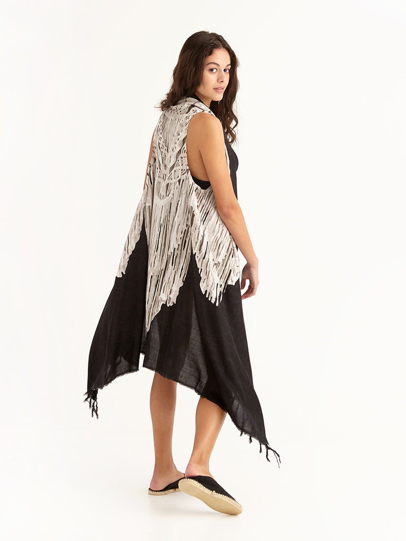 MACRAME BLACK pareo vest