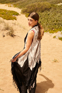 MACRAME BLACK pareo vest