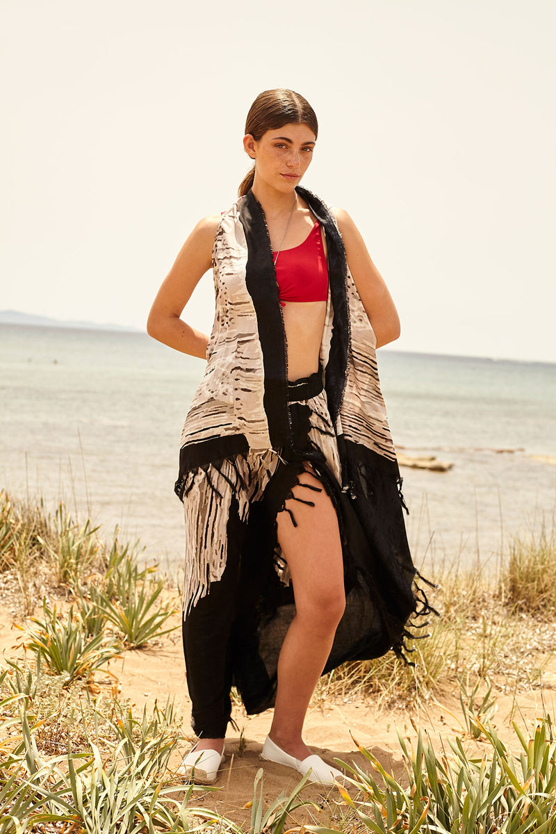MACRAME BLACK pareo vest