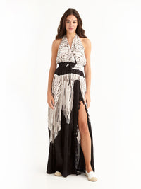 MACRAME BLACK maxi backless dress