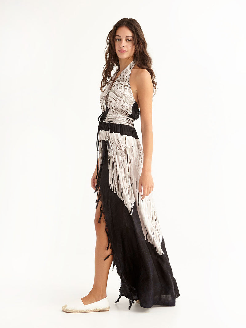 MACRAME BLACK maxi backless dress
