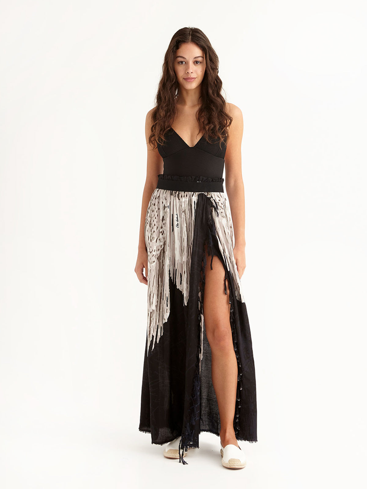 MACRAME BLACK maxi pareo skirt