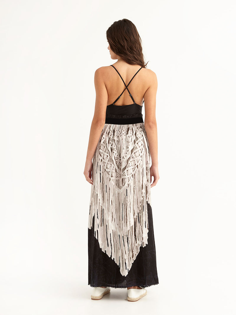 MACRAME BLACK maxi pareo skirt