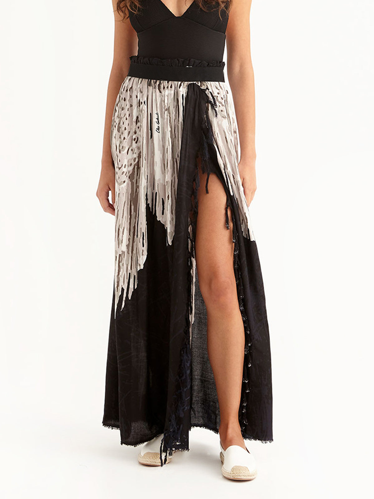 MACRAME BLACK maxi pareo skirt