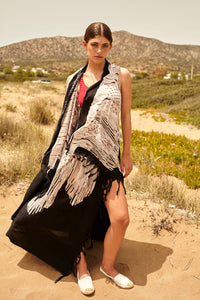 MACRAME BLACK maxi pareo skirt