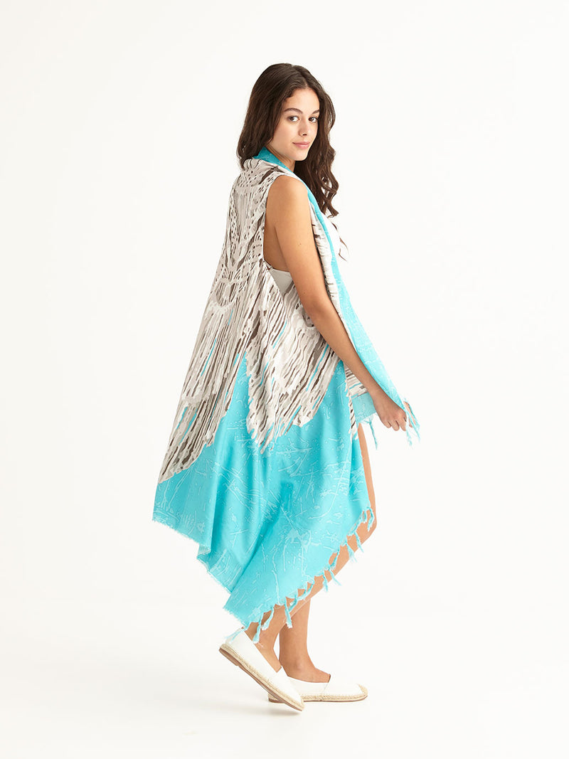 MACRAME TURQUOISE pareo vest