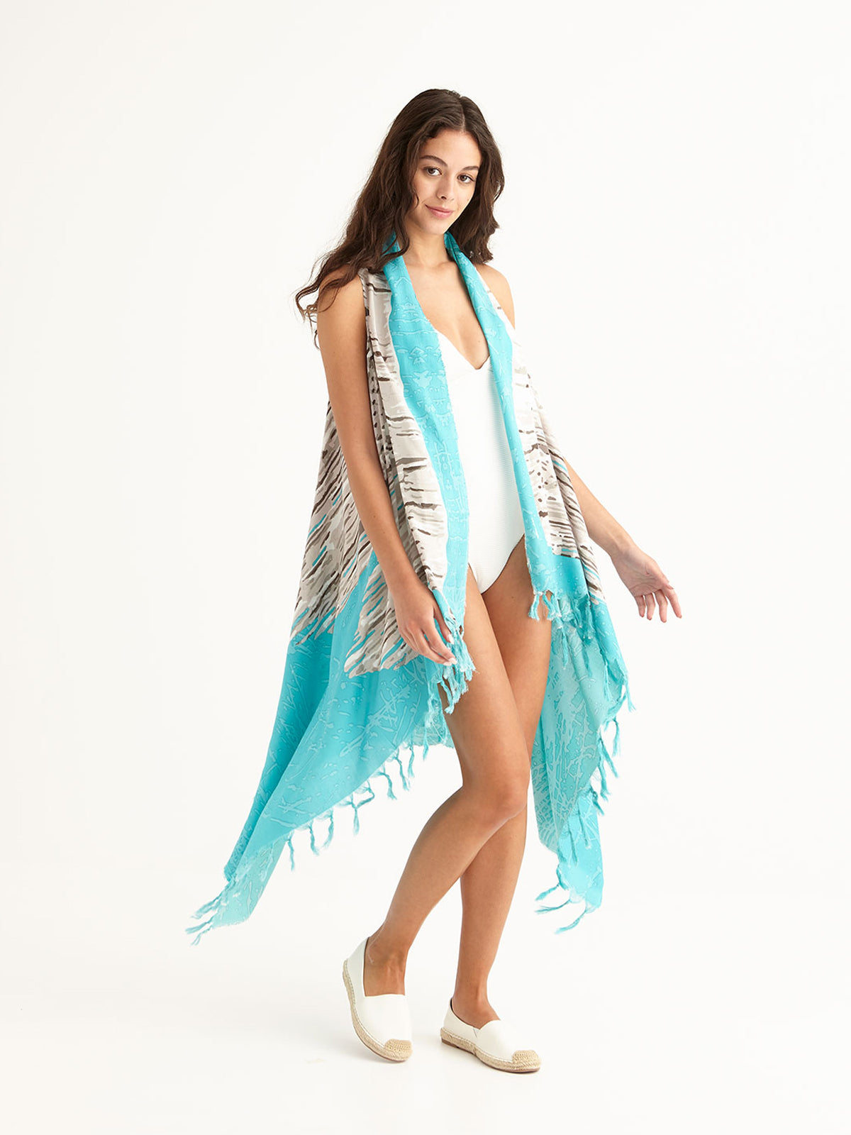 MACRAME TURQUOISE pareo vest