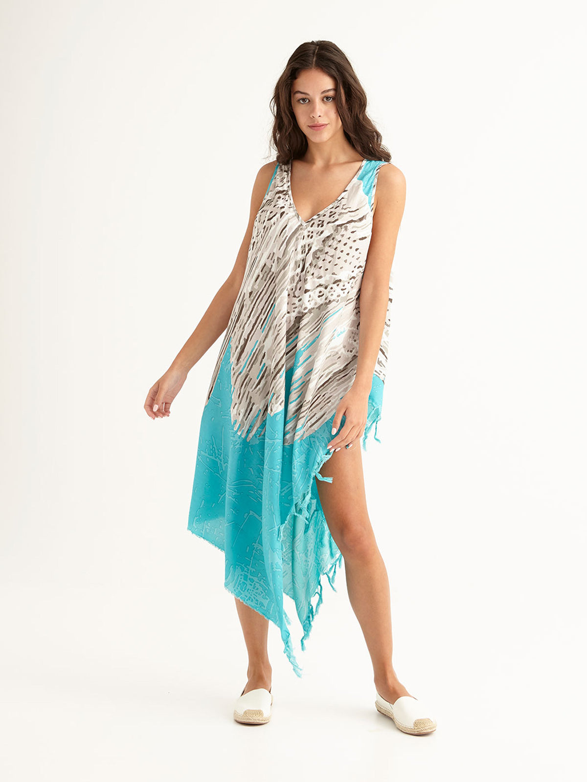 MACRAME TURQUOISE sleeveless pareo dress
