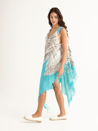 MACRAME TURQUOISE sleeveless pareo dress