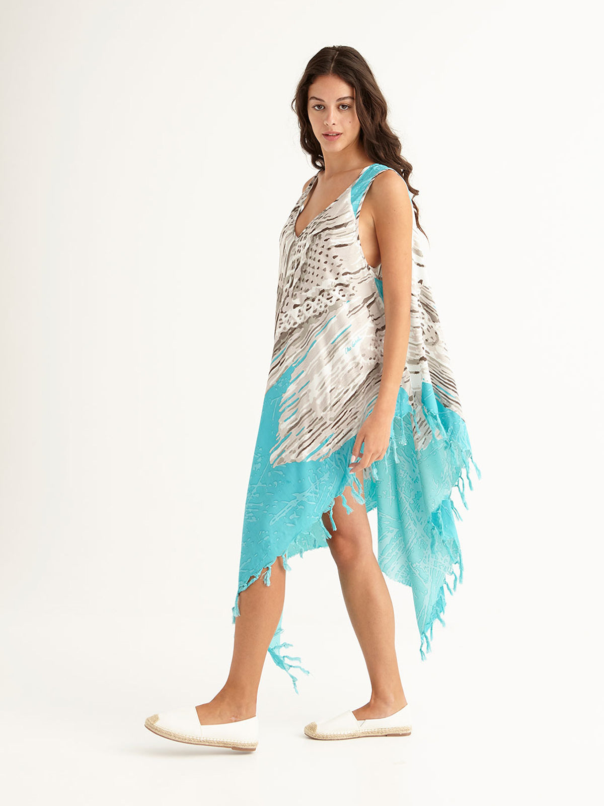 MACRAME TURQUOISE sleeveless pareo dress
