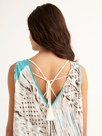 MACRAME TURQUOISE sleeveless pareo dress