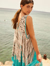 MACRAME TURQUOISE sleeveless pareo dress