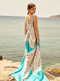 MACRAME TURQUOISE sleeveless pareo dress