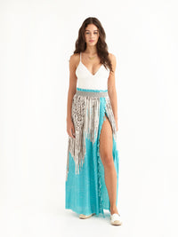 MACRAME TURQUOISE maxi pareo skirt