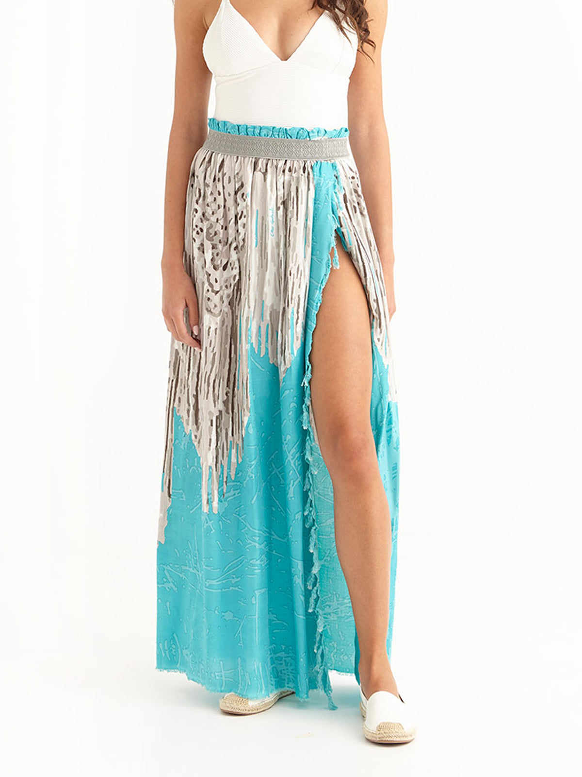 MACRAME TURQUOISE maxi pareo skirt