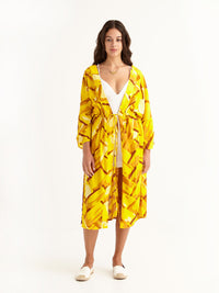 STRAW beach robe with side pockets