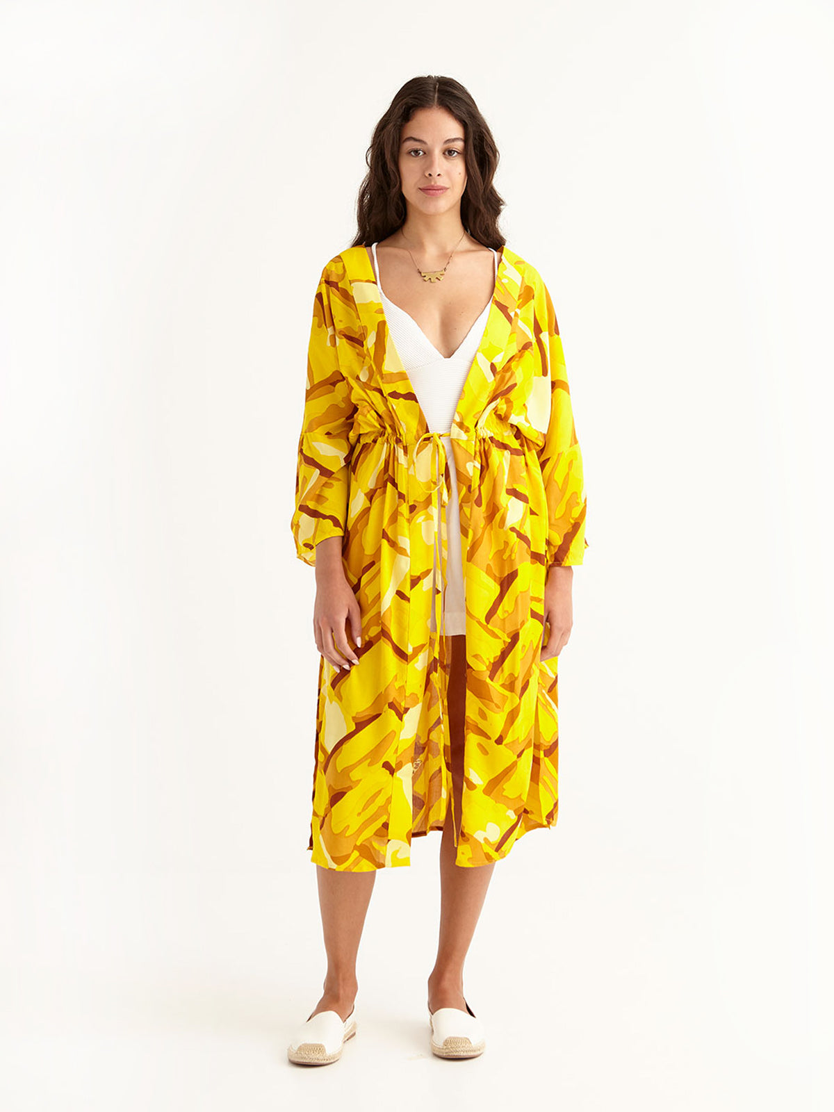 STRAW beach robe with side pockets