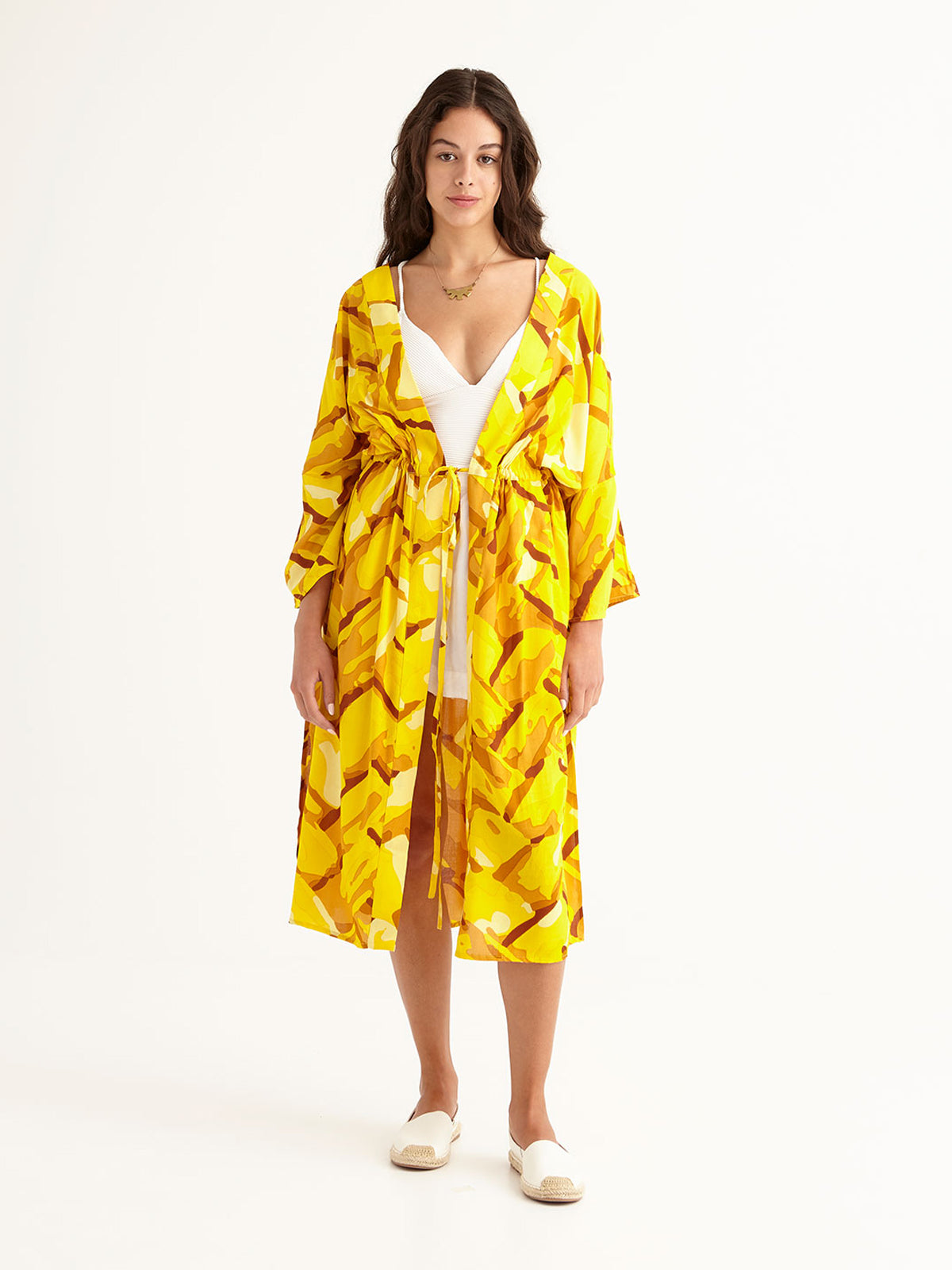 STRAW beach robe with side pockets