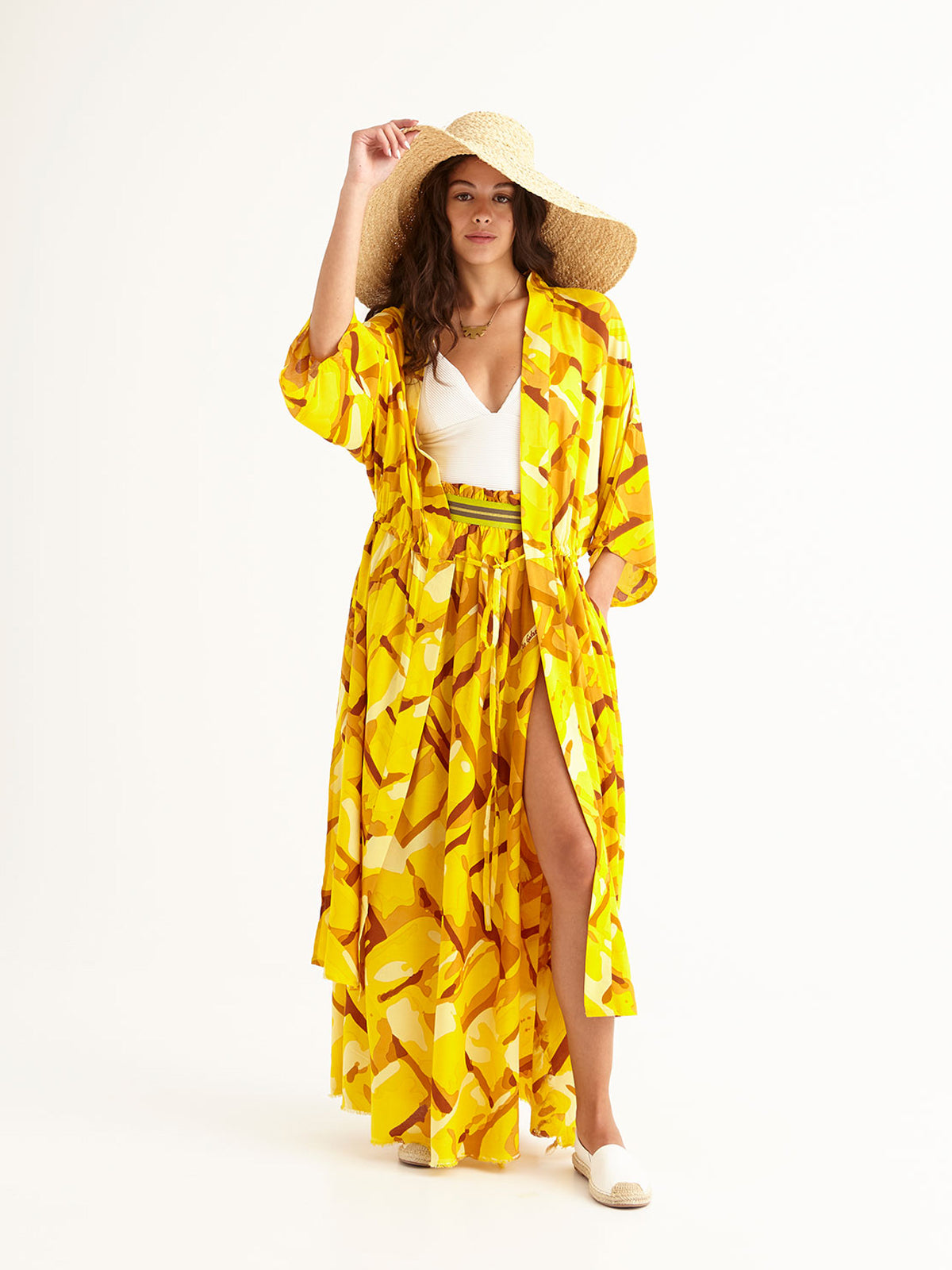 STRAW beach robe with side pockets