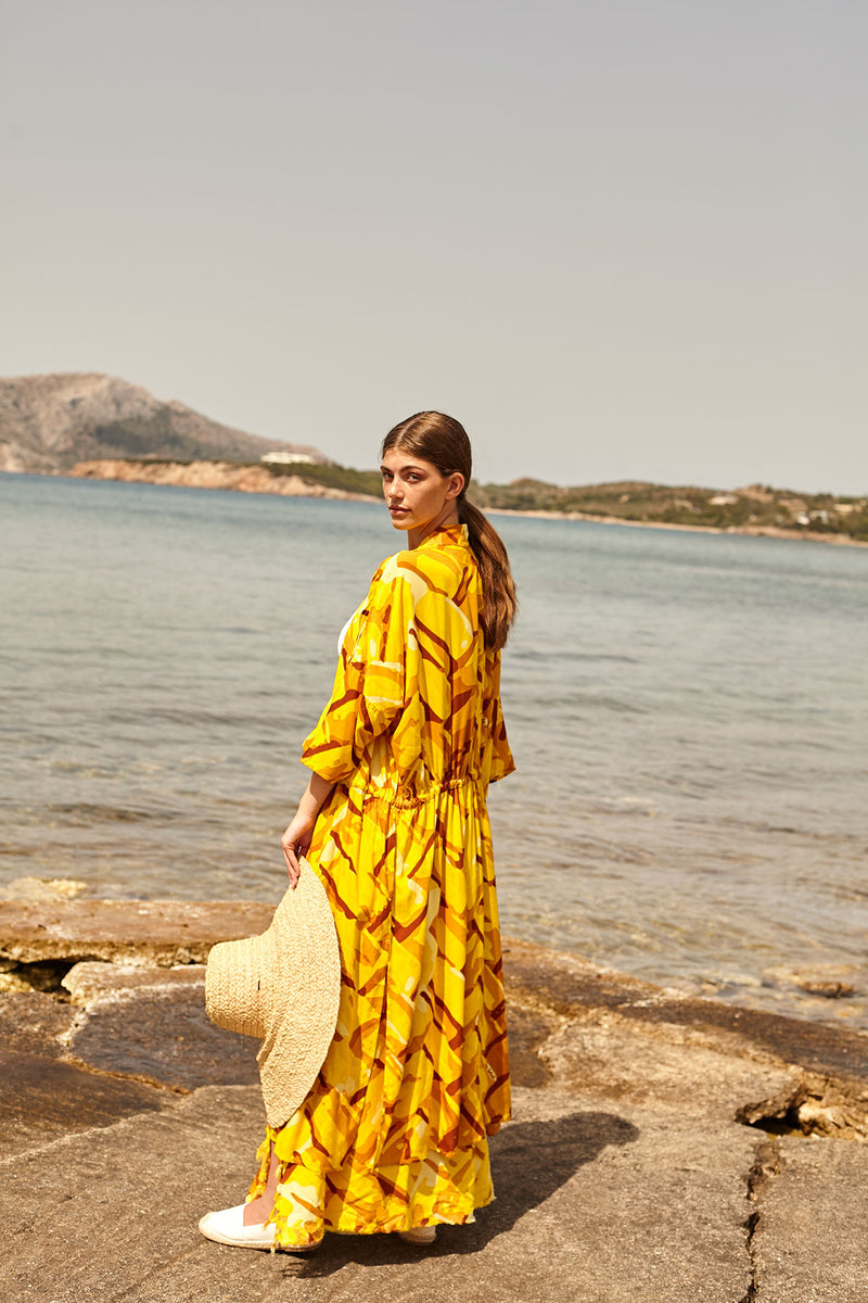 STRAW beach robe with side pockets