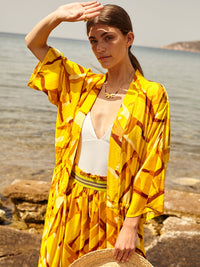 STRAW beach robe with side pockets