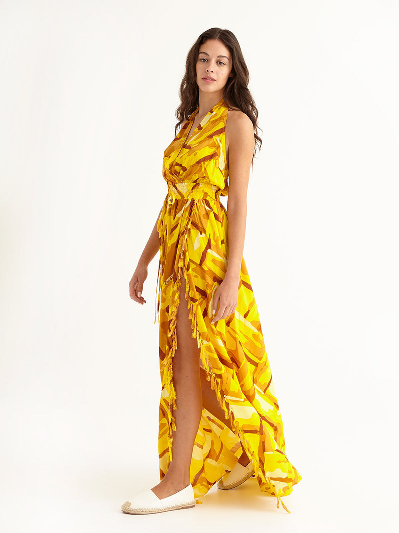 STRAW maxi backless dress