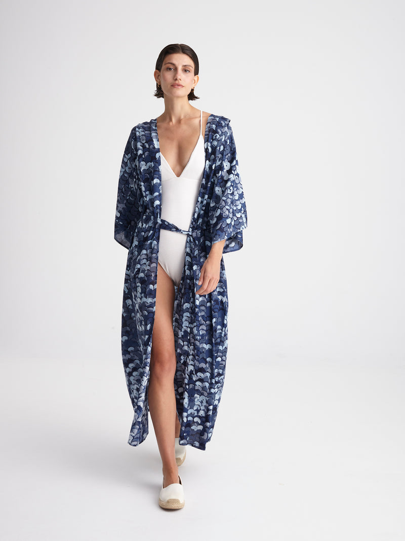 SEQUINS maxi kimono with double shoulders