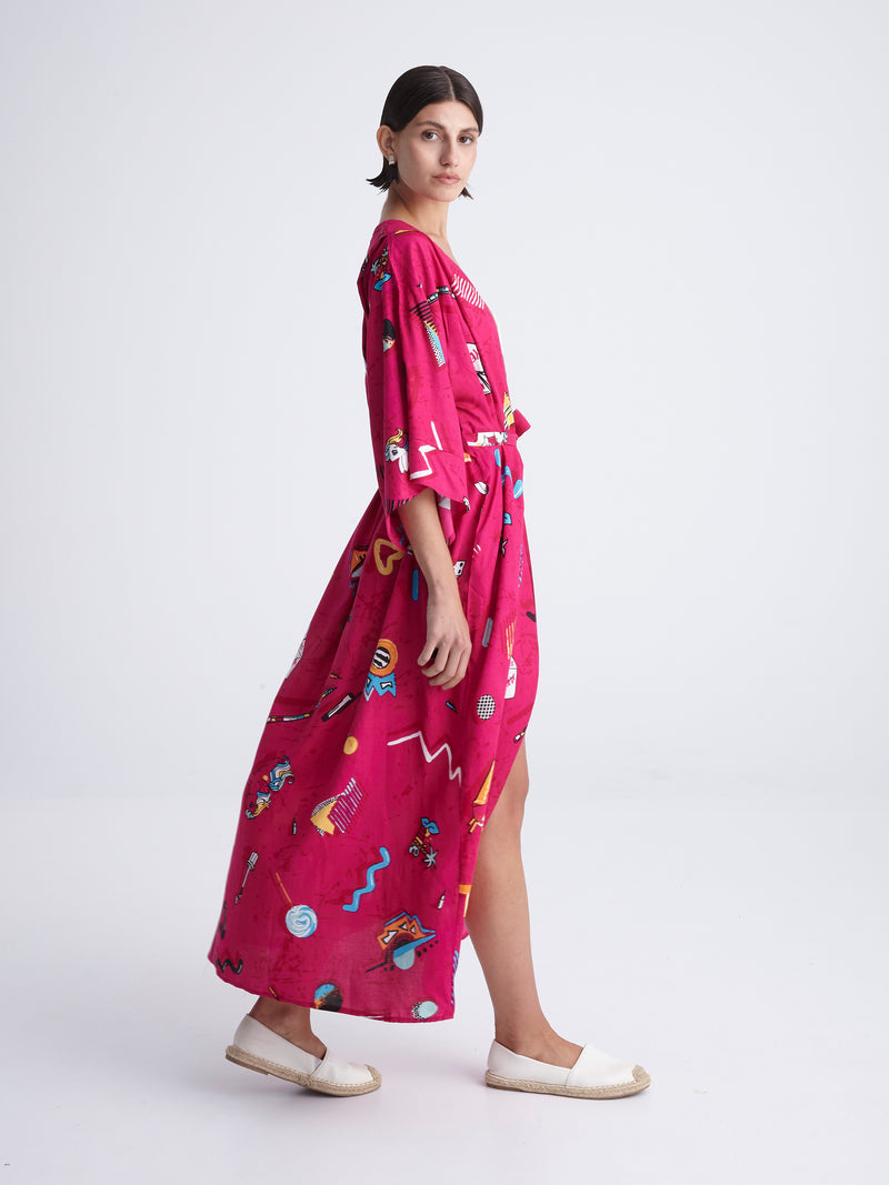 RETROFEELIA maxi kimono with double shoulders