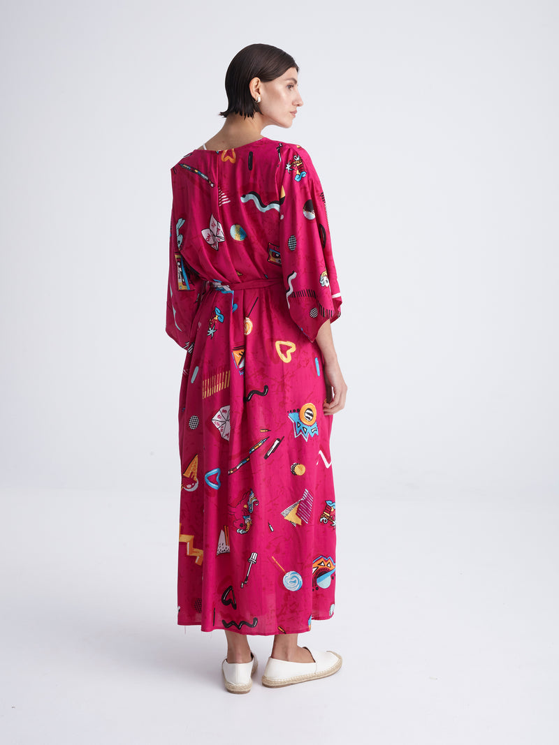 RETROFEELIA maxi kimono with double shoulders