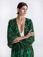 EMERALD DIVE maxi kimono with double shoulders