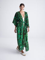 EMERALD DIVE maxi kimono with double shoulders