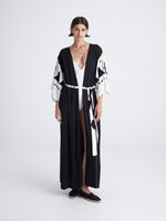 BLACK COMPOSE maxi kimono with double shoulders