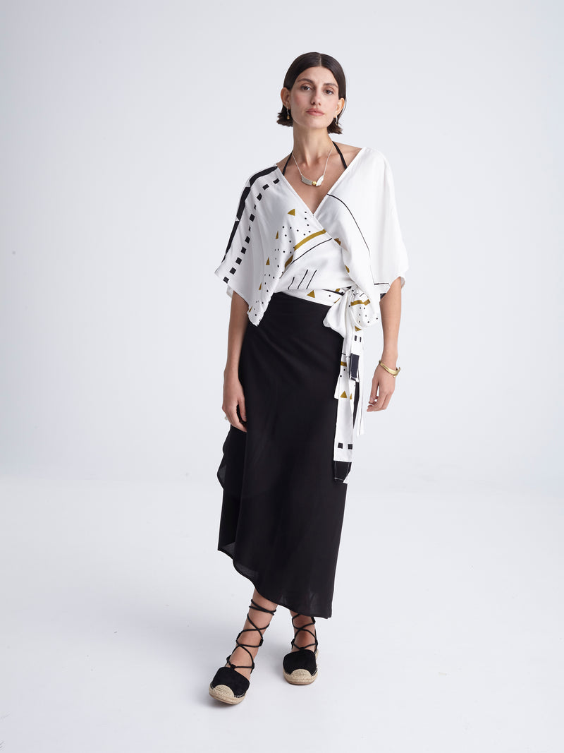 BLACK COMPOSE wrap skirt
