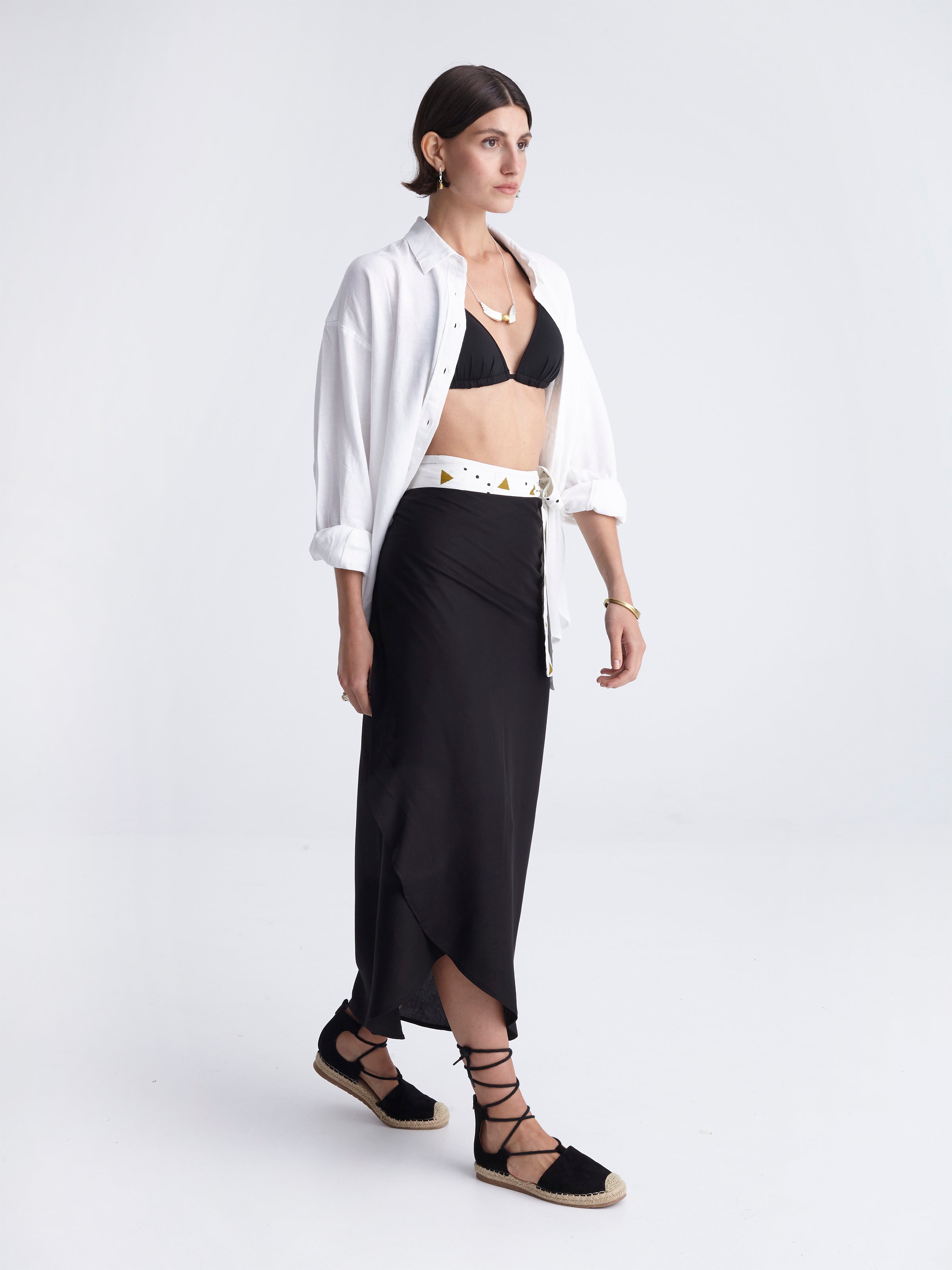 BLACK COMPOSE wrap skirt
